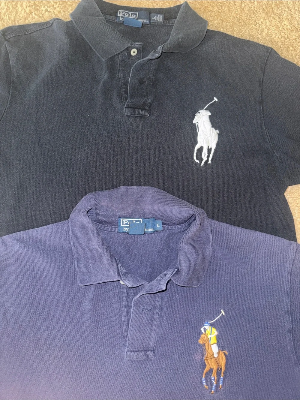 Authentic Ralph Lauren polo shirts L navy, / royal blue  large pony monogram